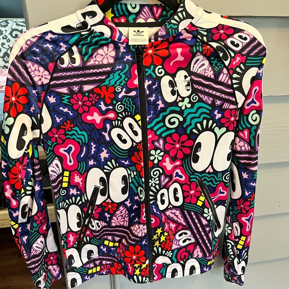 Adidas Originals Red Bomber Jacket with Graphic Design